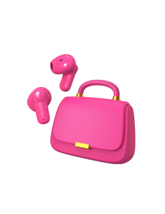 Audífonos inalámbricos con diseño de bolso rosado