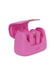 Audífonos inalámbricos con diseño de bolso rosado 2