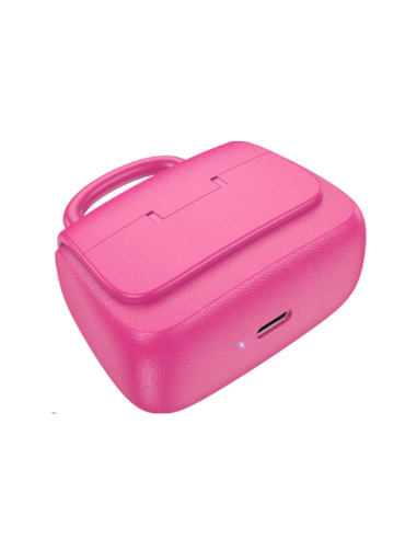 Audífonos inalámbricos con diseño de bolso rosado