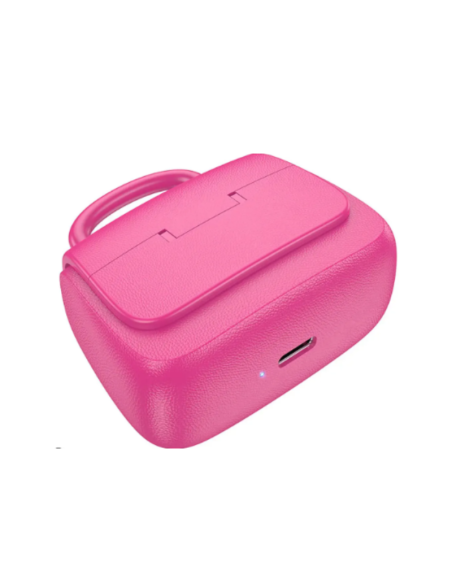 Audífonos inalámbricos con diseño de bolso rosado